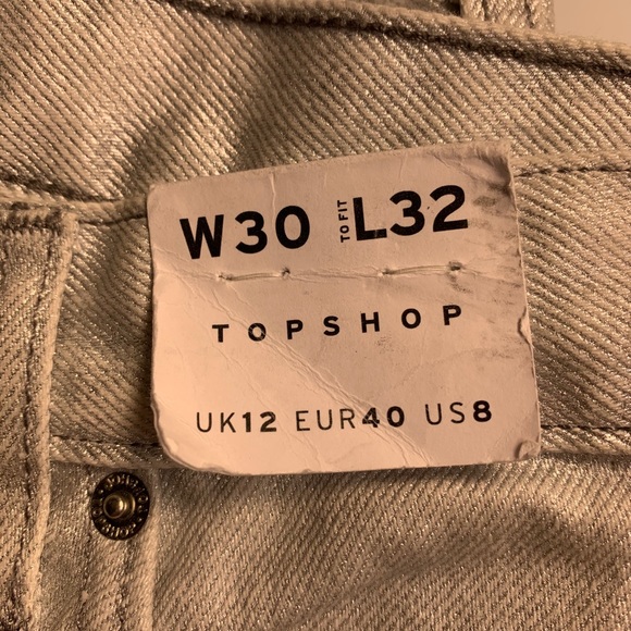 NEW Topshop Silver HighWaist Straight Jeans Size 8 - Picture 3 of 4